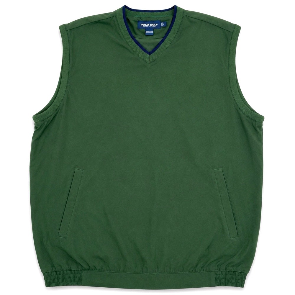 Vintage Polo Golf Ralph Lauren Windbreaker Vest Mens L Green V Neck Y2K Preppy
